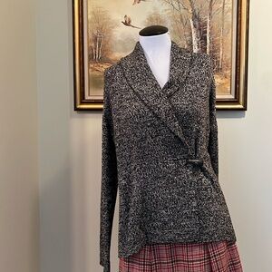 LRL RALPH LAUREN JEANS CO. ⭐️ Cotton Blend Wrap Sweater, Large, soft, marled